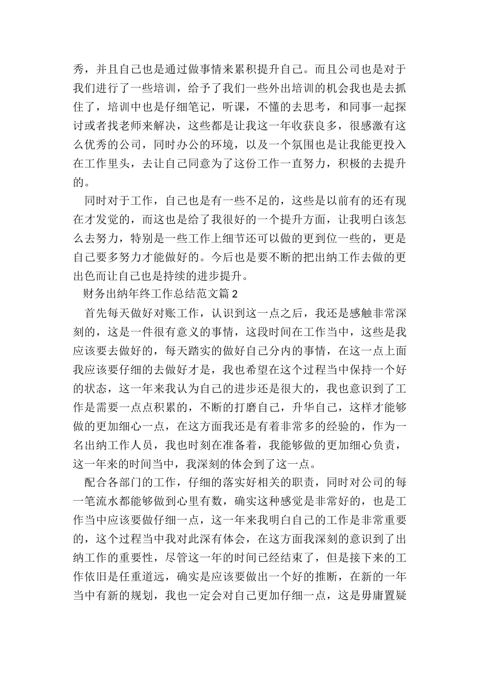 财务出纳年终工作总结5篇_第2页