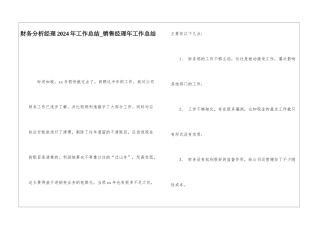 财务分析经理2024年工作总结销售经理年工作总结