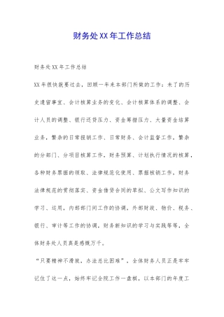 财务处XX年工作总结-