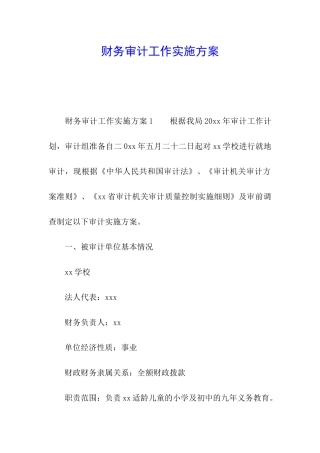 财务审计工作实施方案
