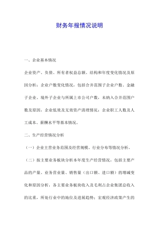 财务年报情况说明