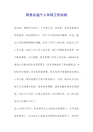 财务总监个人年终工作总结-
