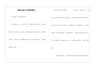 财务总监工作述职报告