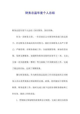 财务总监年度个人总结