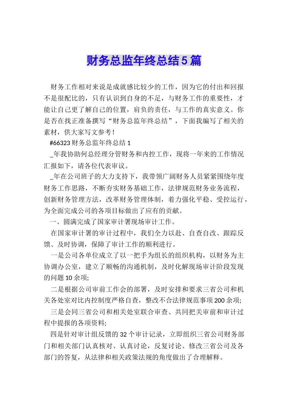 财务总监年终总结5篇_第1页