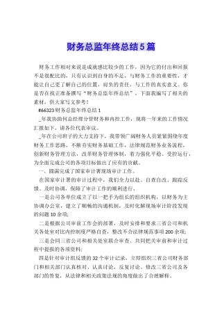 财务总监年终总结5篇