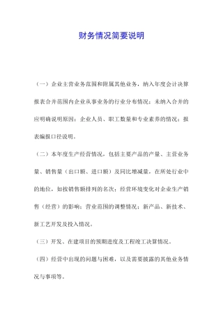 财务情况简要说明