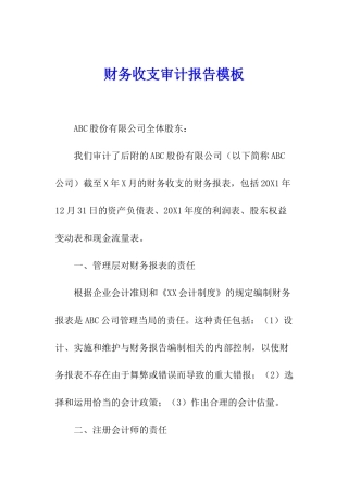 财务收支审计报告模板