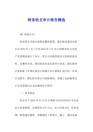 财务收支审计报告精选