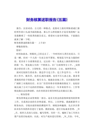 财务核算述职报告