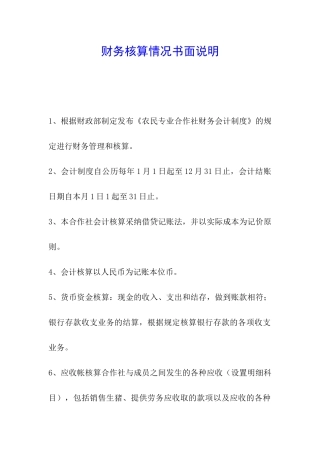 财务核算情况书面说明