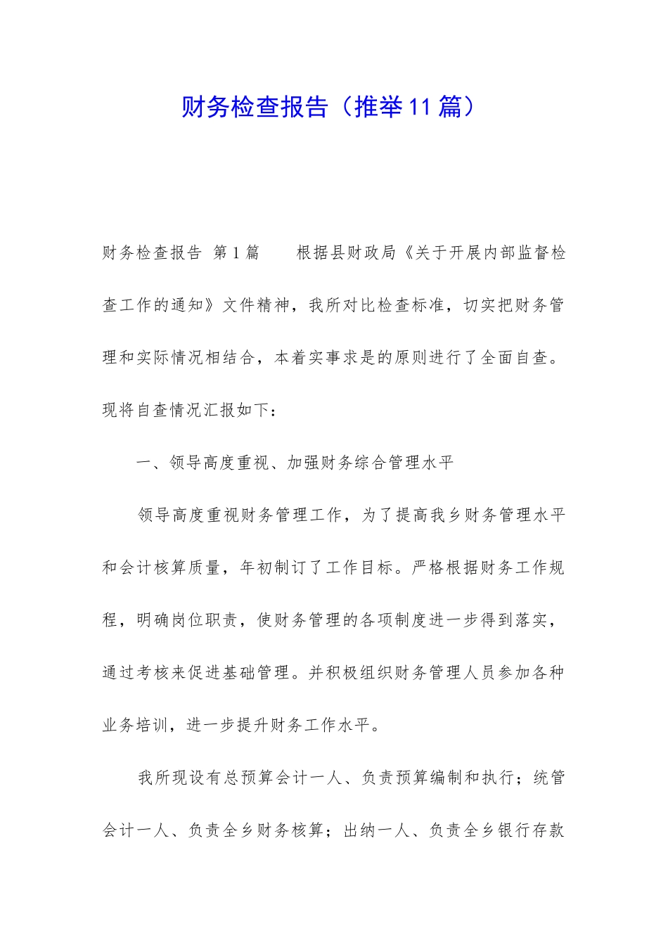 财务检查报告_第1页