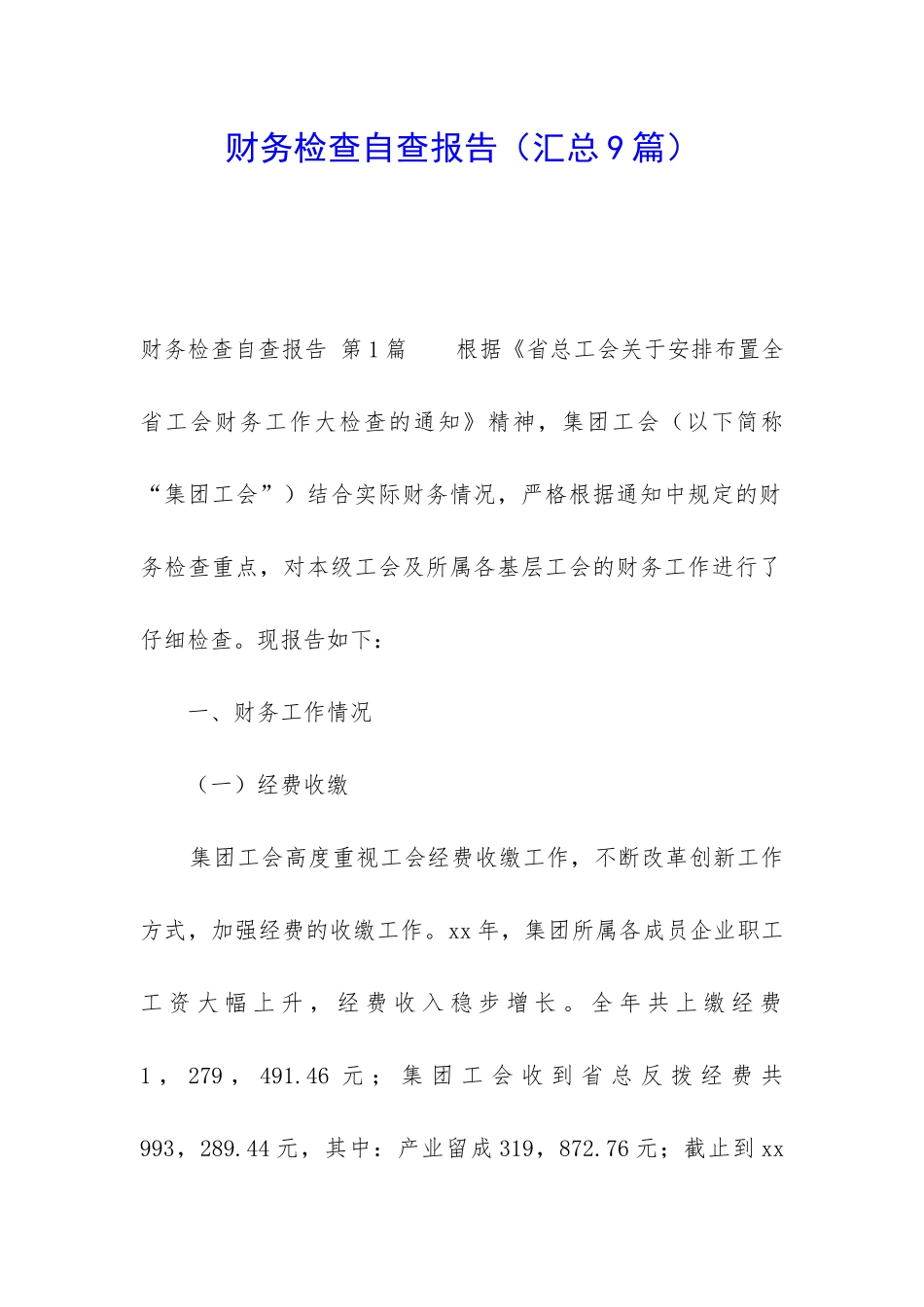 财务检查自查报告_第1页