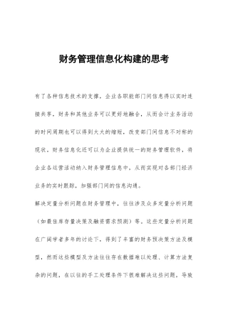 财务管理信息化构建的思考
