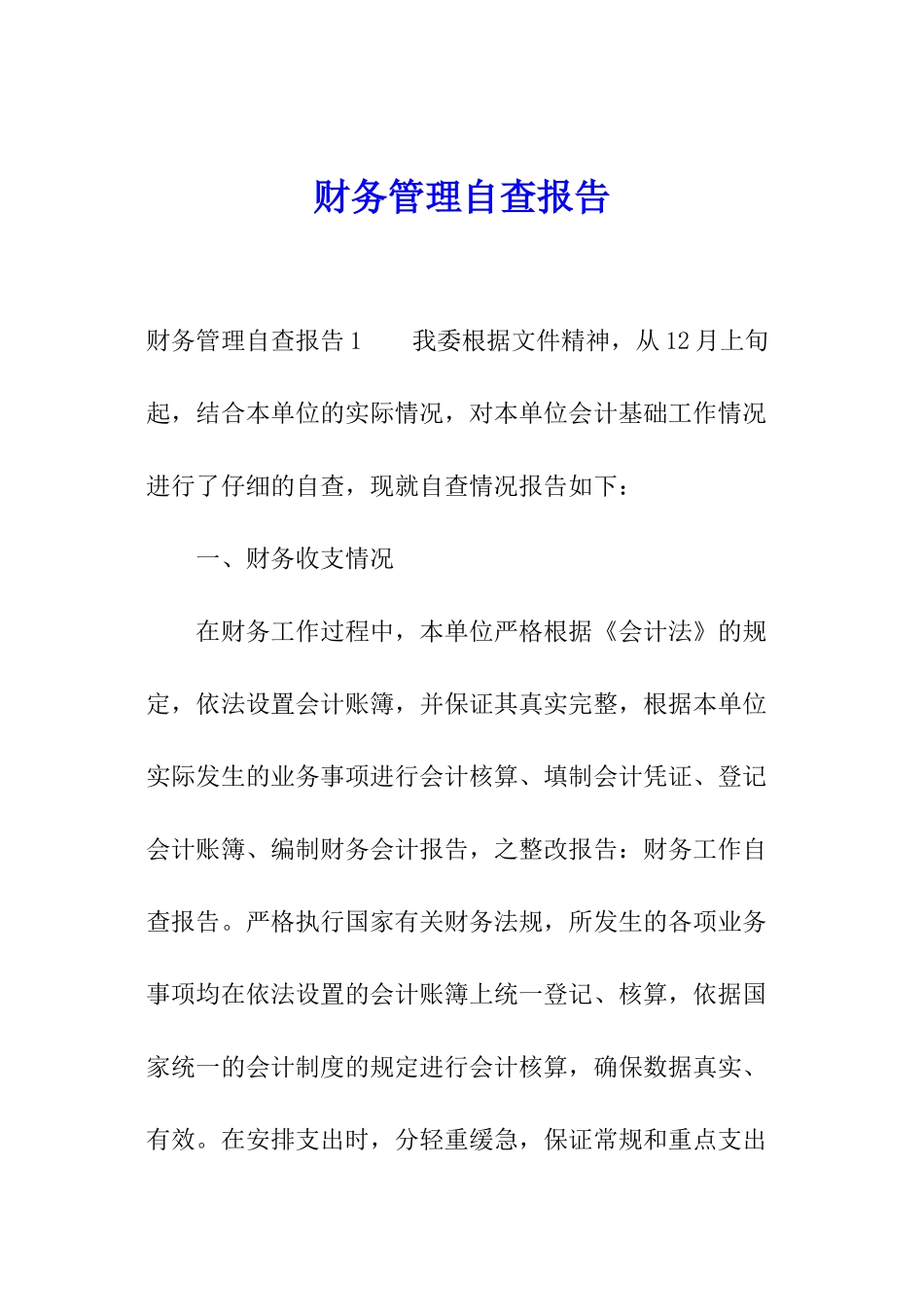 财务管理自查报告_第1页