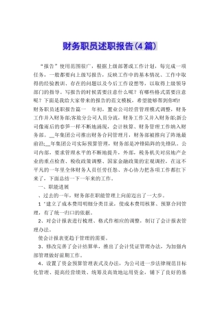 财务职员述职报告