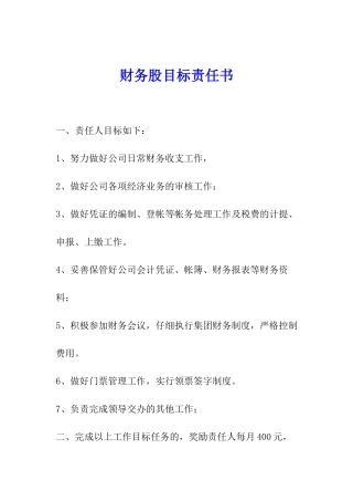 财务股目标责任书