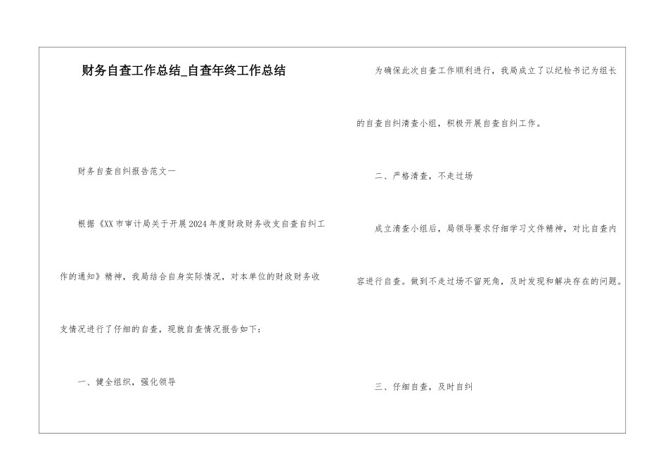 财务自查工作总结自查年终工作总结_第1页