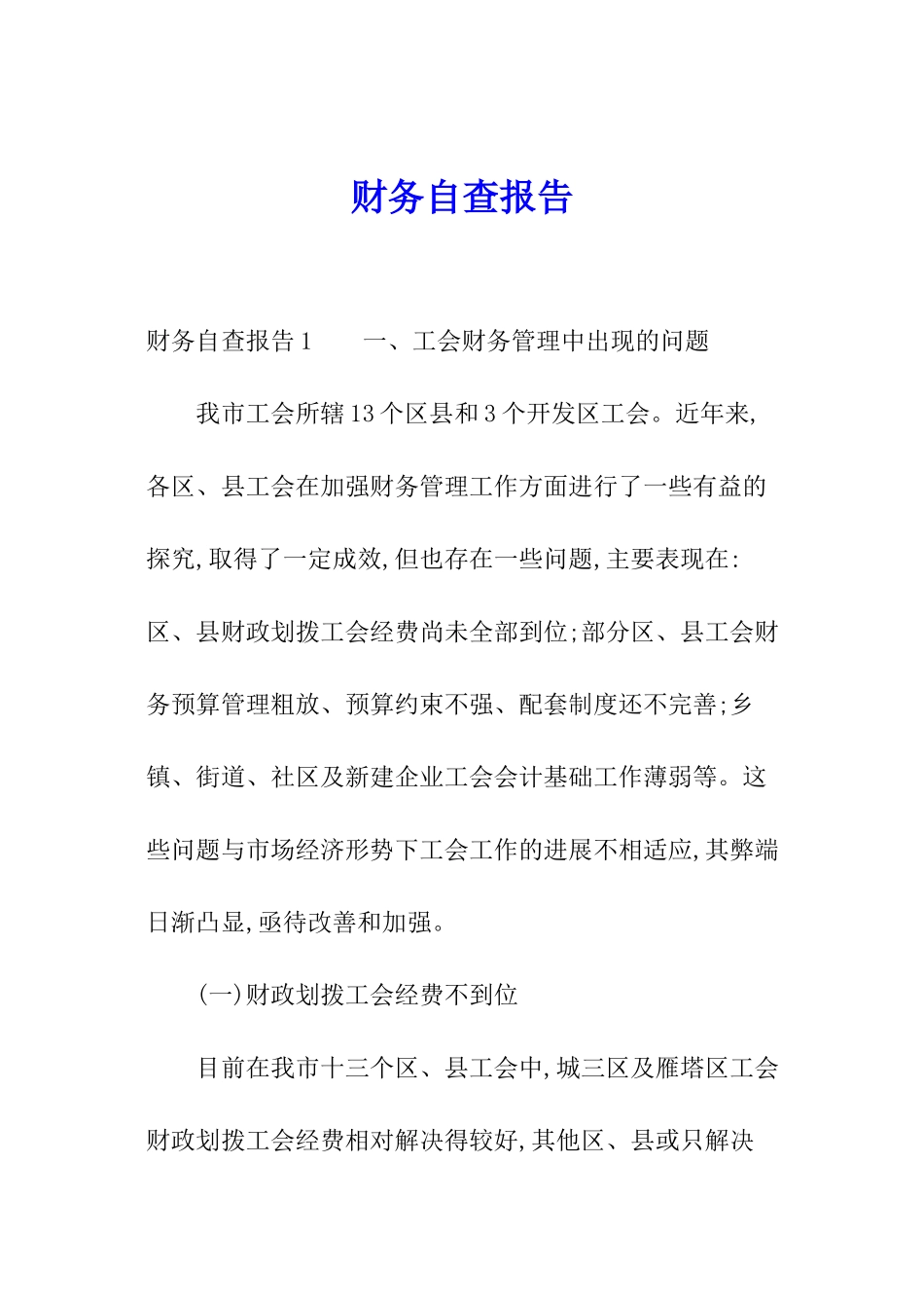 财务自查报告_第1页