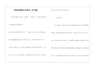 财务试用期工作总结-