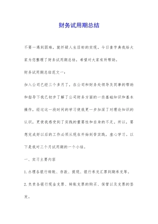 财务试用期总结-
