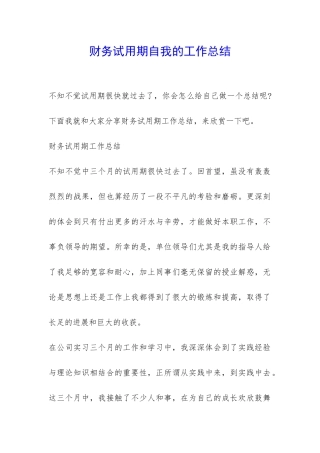 财务试用期自我的工作总结-