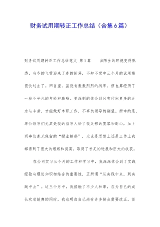 财务试用期转正工作总结