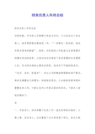财务负责人年终总结-