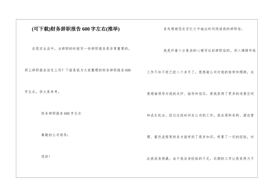 财务辞职报告600字左右_第1页