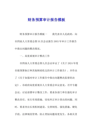 财务预算审计报告模板