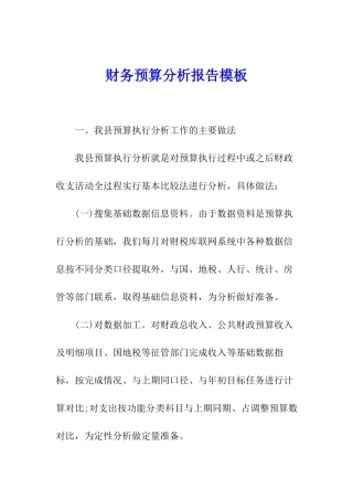 财务预算分析报告模板