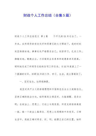 财政个人工作总结