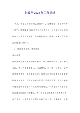 财政所2024年工作总结-