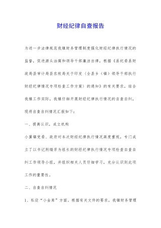 财经纪律自查报告-
