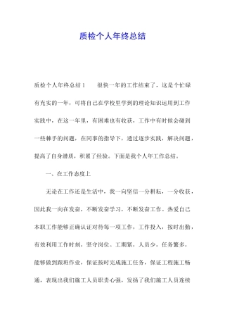 质检个人年终总结