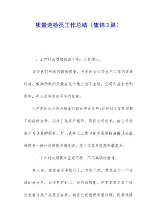 质量巡检员工作总结