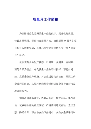质量月工作简报