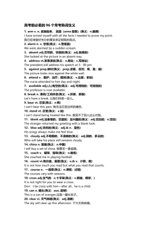 高考英语前必看的96个常考熟词生义