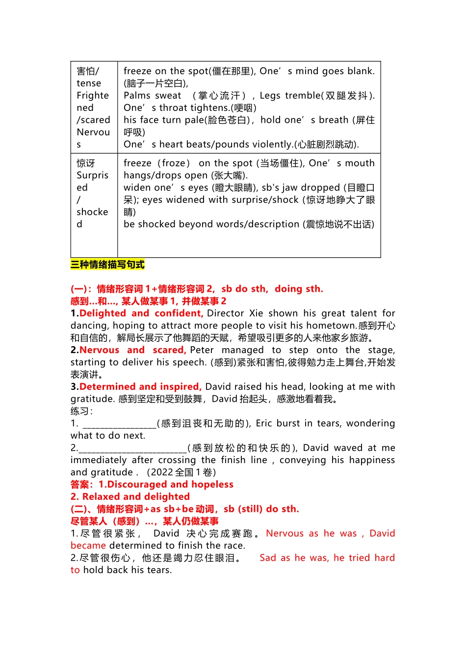 高中英语读后续写段落构建素材必背_第2页