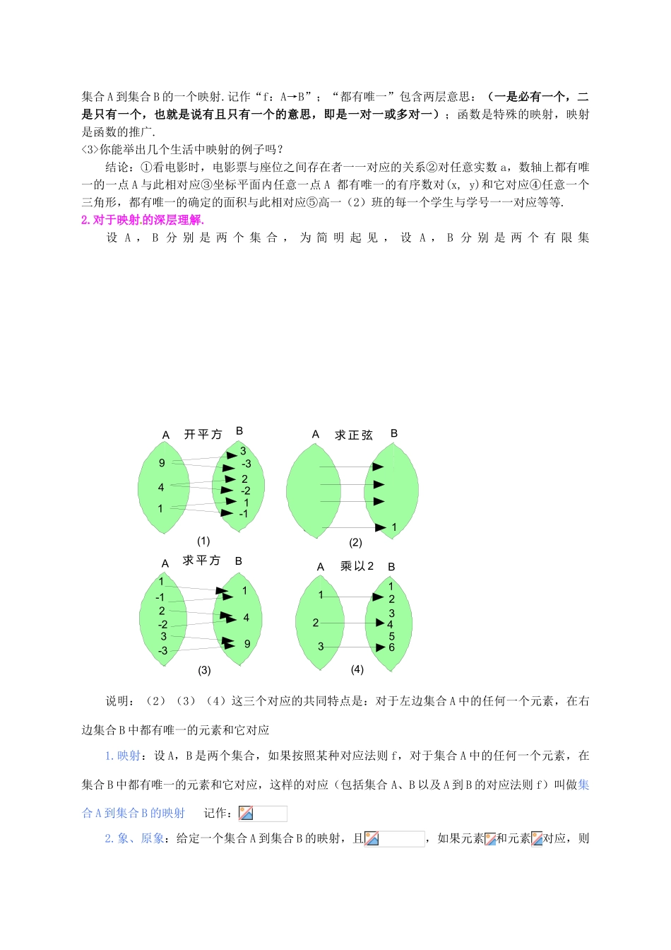 2014版高中数学 1.2.2.3 映射必学知识学案 新人教A版必修1_第3页