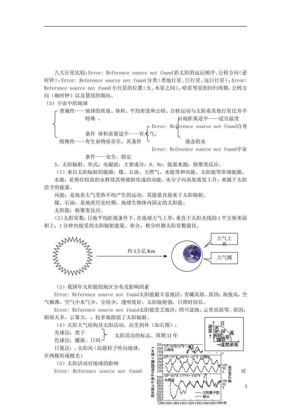 2014高考地理一轮复习 （考纲要求+知识讲解+能力训练） 第3讲 地球的宇宙环境教案 新人教版_第2页