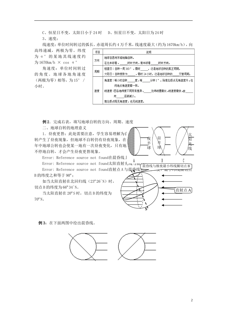 2014高考地理一轮复习 （考纲要求+知识讲解+能力训练） 第4讲 地球自转的地理意义教案 新人教版_第2页