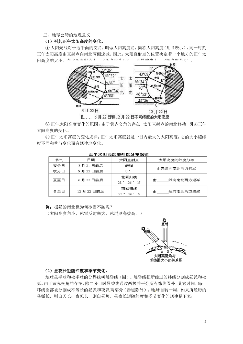 2014高考地理一轮复习 （考纲要求+知识讲解+能力训练） 第5讲 地球公转的地理意义教案 新人教版_第2页