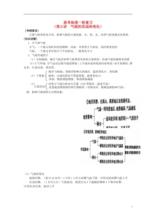 2014高考地理一轮复习 （考纲要求+知识讲解+能力训练） 第9讲 气候的形成和变化教案 新人教版