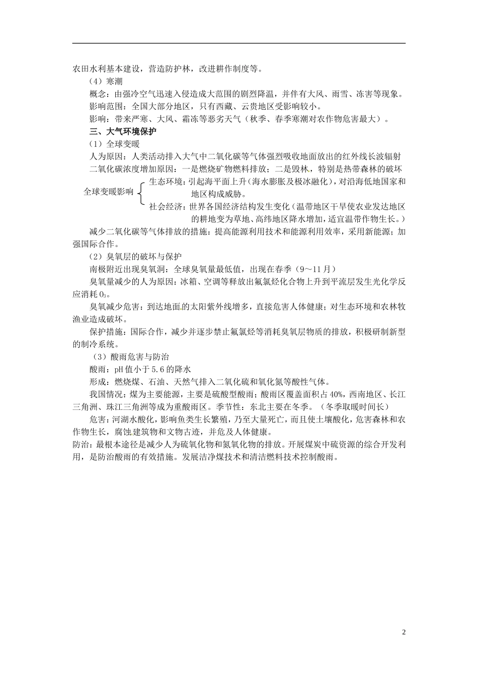 2014高考地理一轮复习 （考纲要求+知识讲解+能力训练） 第10讲 气候资源、气象灾害、大气环境保护教案 新人教版_第2页