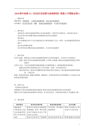 2014高中地理 3.1《农业区位因素与地域类型》教案2 中图版必修2