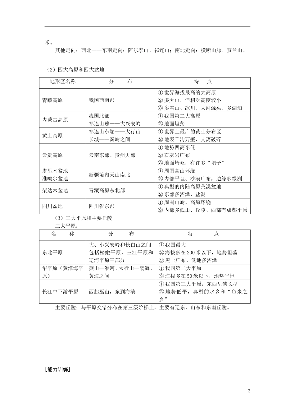 2014高考地理一轮复习 （考纲要求+知识讲解+能力训练） 第17讲 世界陆地地貌教案 新人教版_第3页
