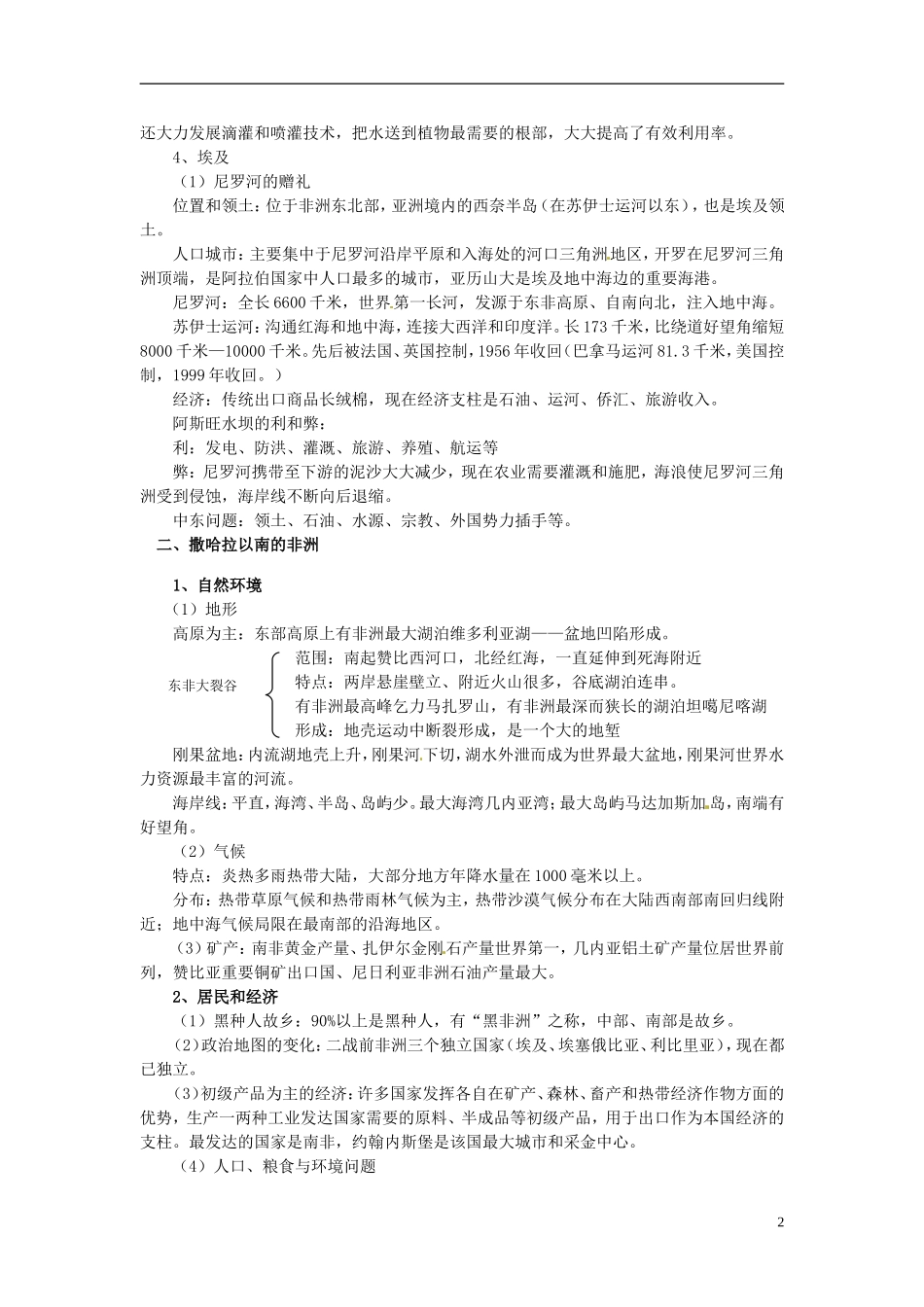 2014高考地理一轮复习 （考纲要求+知识讲解+能力训练） 第37讲 西亚 北非 撒哈拉以南的非洲教案 新人教版_第2页