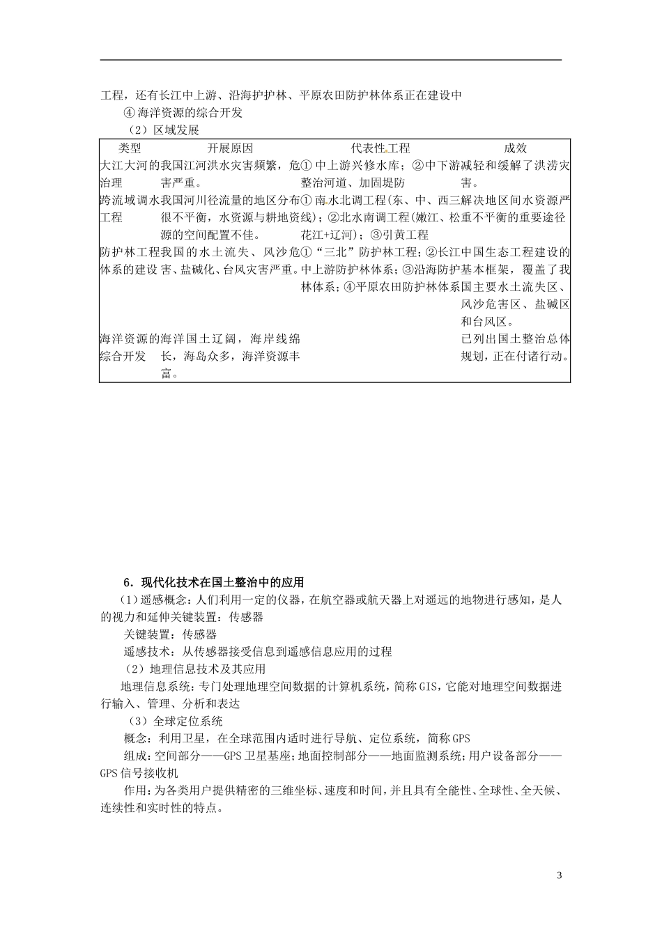 2014高考地理一轮复习 （考纲要求+知识讲解+能力训练） 第46讲 中国的区域差异和国土整治与区域开发教案 新人教版_第3页