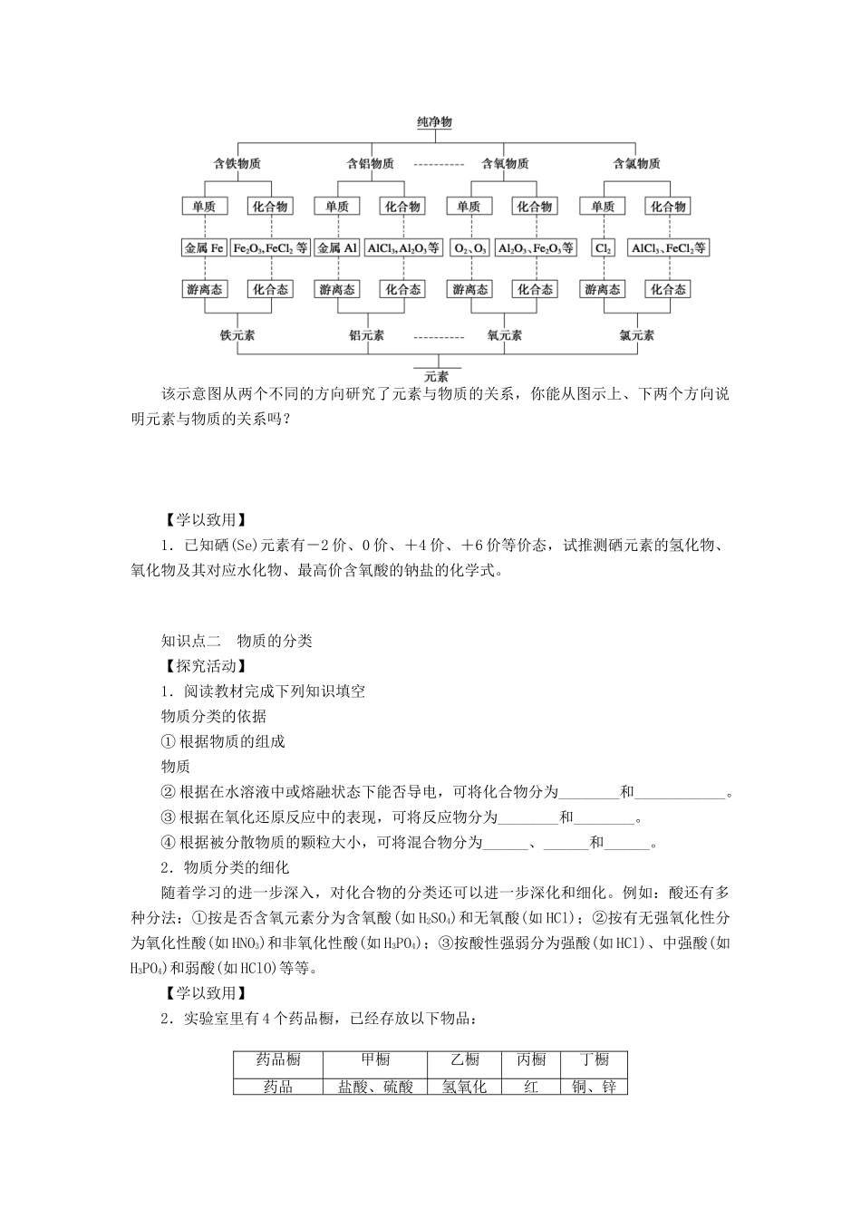 2014高中化学 2.1.1 元素与物质分类学案 鲁科版必修1_第2页
